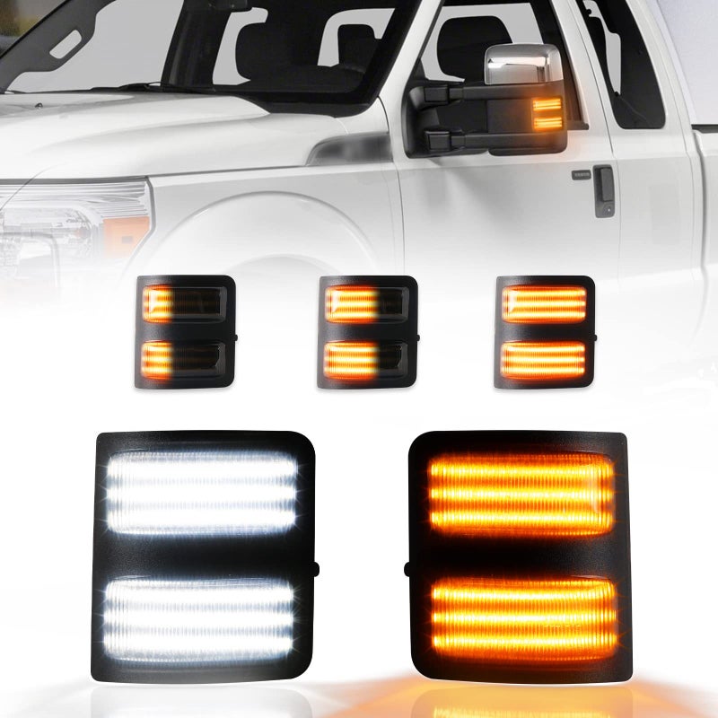 Gempro Sequential LED Side Mirror Marker Switchback Turn Signal Lights Replacement for 2008-2016 Ford F250 F350 F450 F550 Super Duty Mirror Marker Lamps, 2 Packs - Image 1